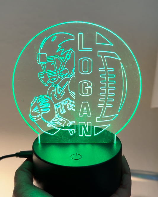 Football Jersey Side View LED Night Light Lamp Customized Youth Pee Wee Trophy