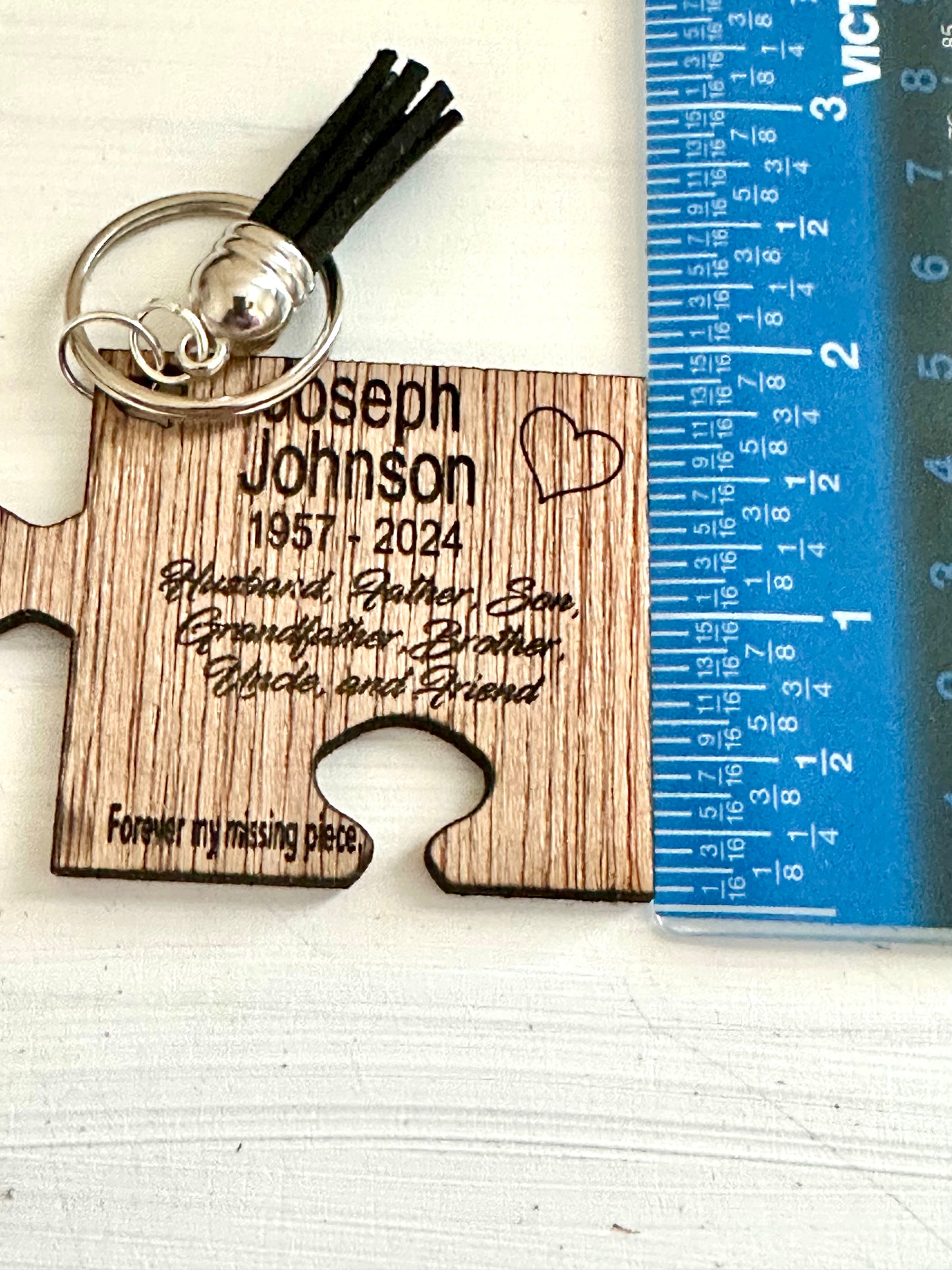 4 pc Puzzle Loving Keepsake Gift Memory Key Chain Wood Laser Made Customized