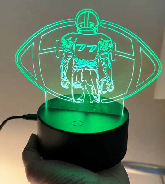 Football Shaped LED Night Light Lamp Customized Youth Pee Wee Trophy