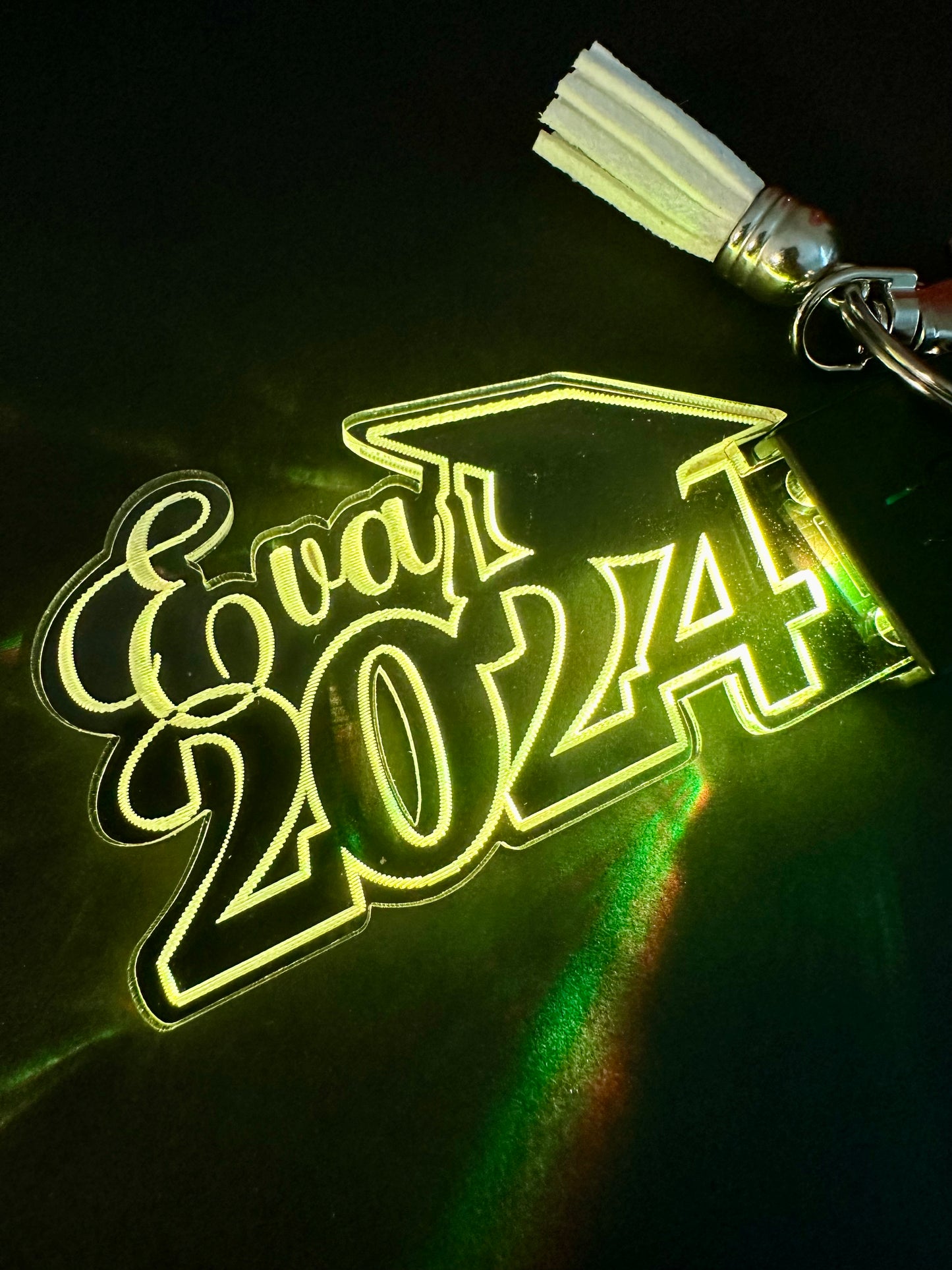 Personalized 2024 LED Clear Graduation Engraved Key Chain 1.5"x3.5" Rechargeable