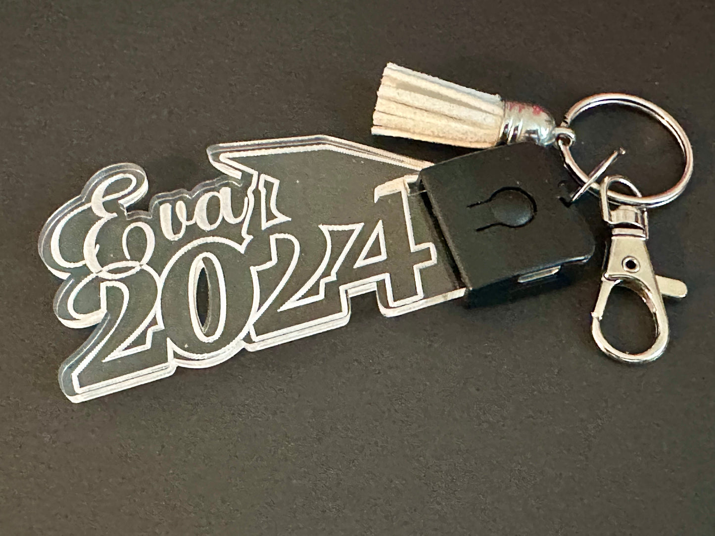 Personalized 2024 LED Clear Graduation Engraved Key Chain 1.5"x3.5" Rechargeable