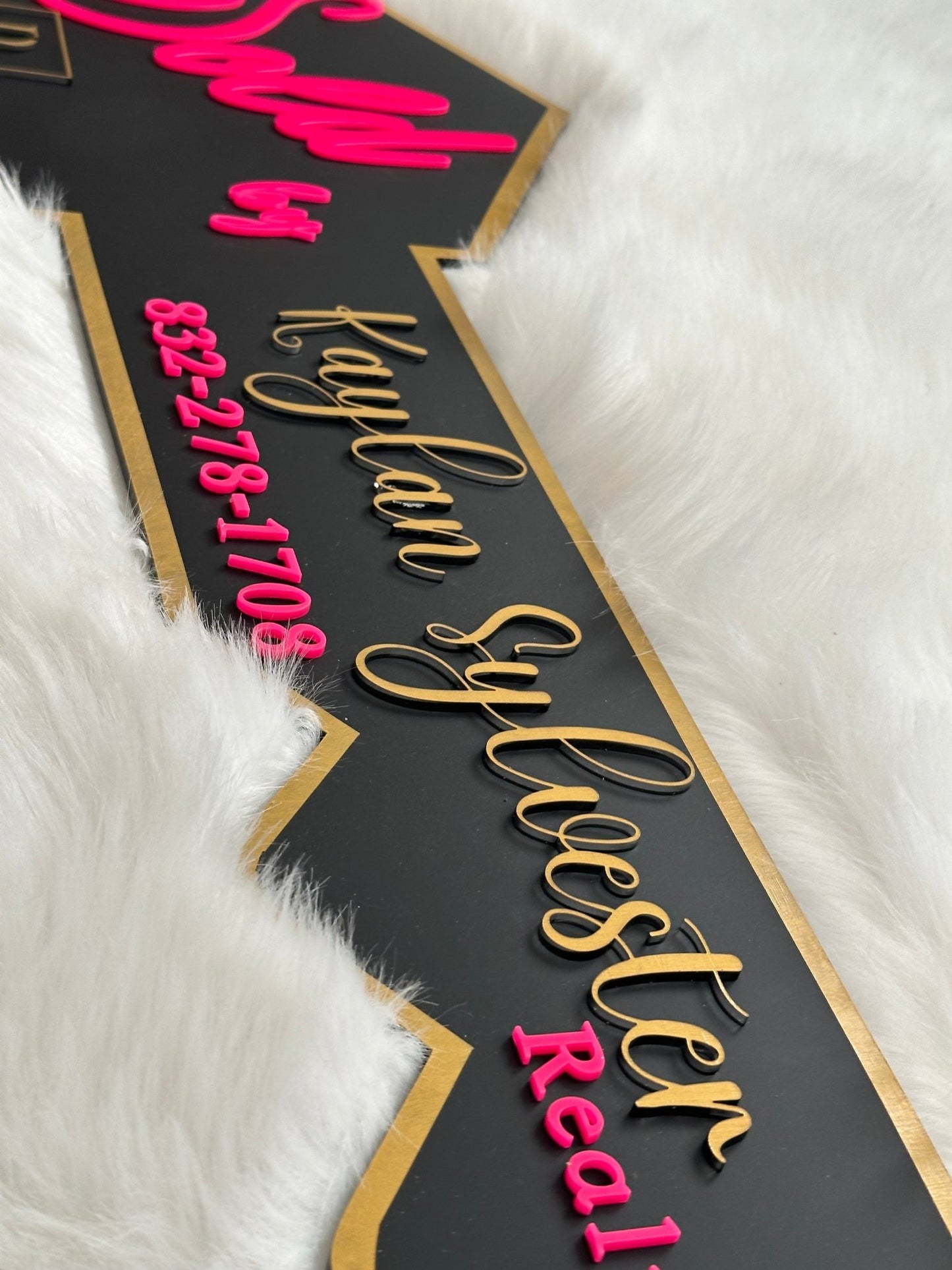 Black and Gold Trim Acrylic Realtor Key SOLD Sign | Photo | Closing | Marketing Sign | Customized - So So Diva Designs & Personalized Gifts