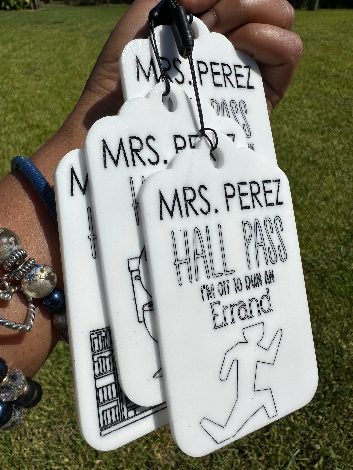 Hall Passes Teacher Supplies Back to School Customized White Acrylic Durable - So So Diva Designs & Personalized Gifts