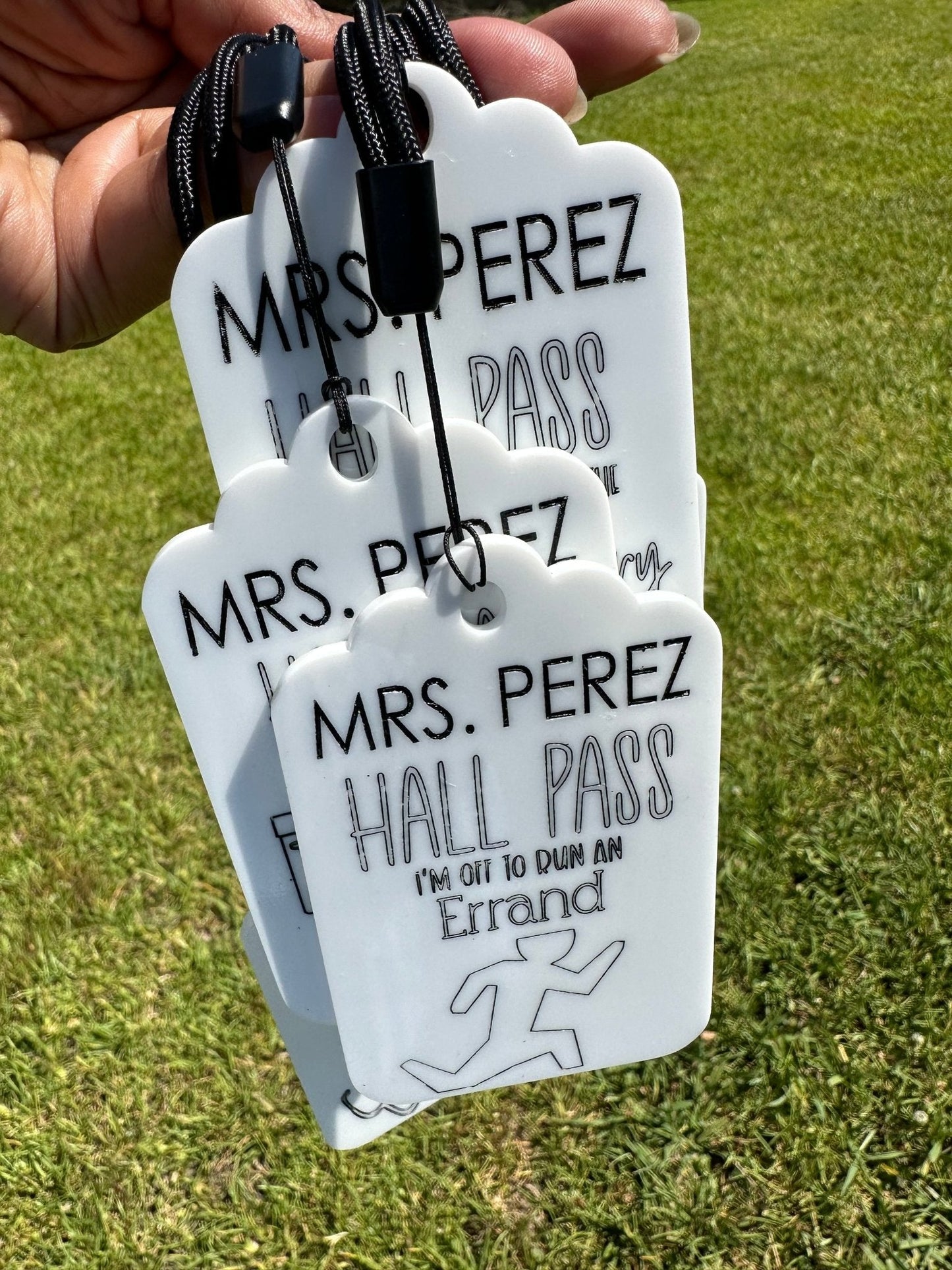 Hall Passes Teacher Supplies Back to School Customized White Acrylic Durable - So So Diva Designs & Personalized Gifts