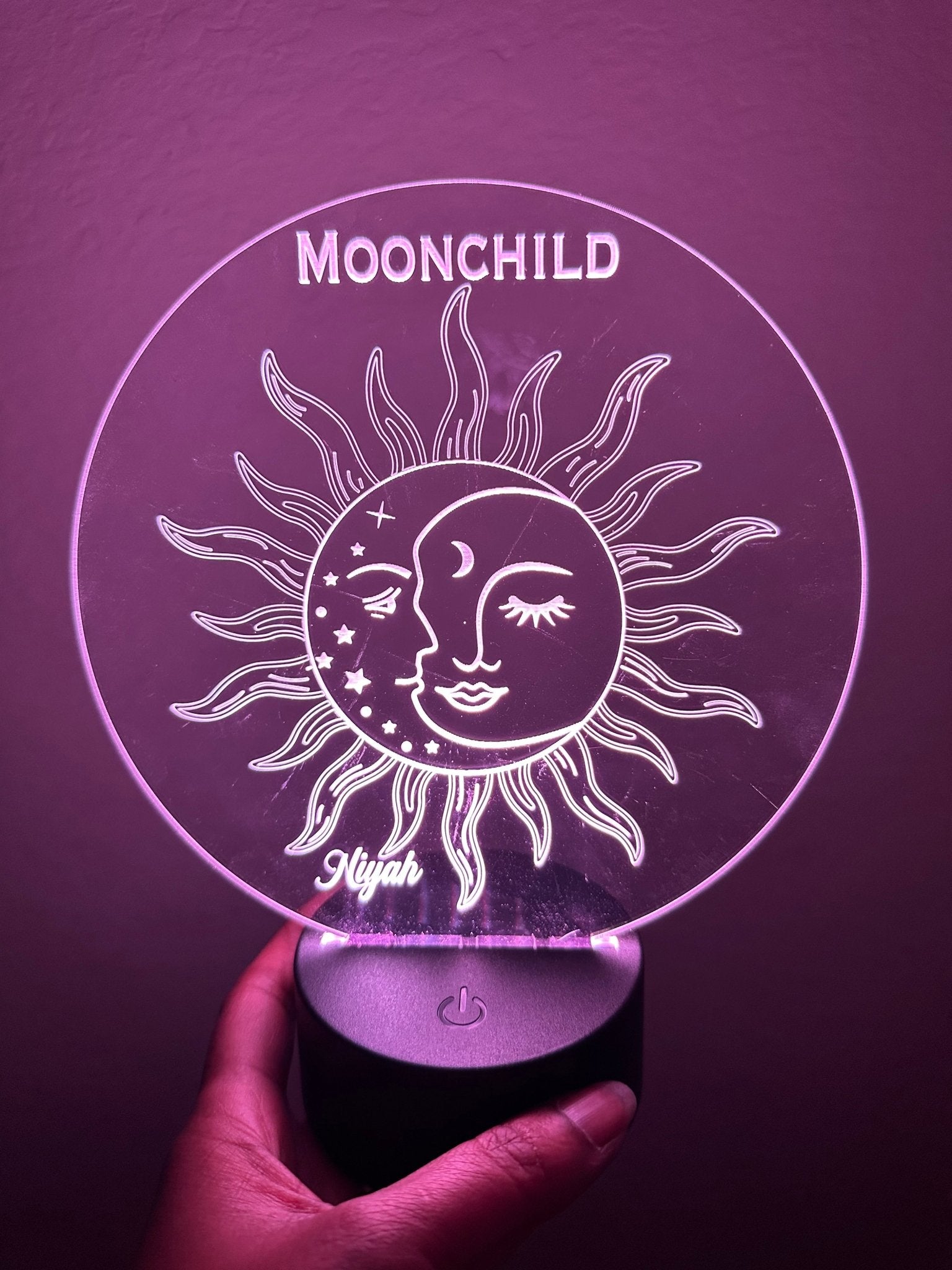 Moon and Stars Celestial LED Night Light Lamp Customized - So So Diva Designs & Personalized Gifts