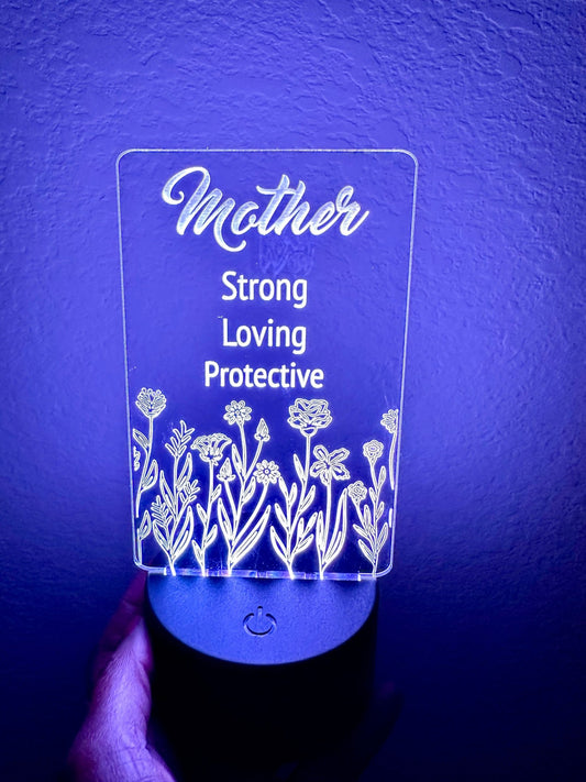 Mother LED Night Light Lamp Customized FLOWERS Mother’s Day Gift - So So Diva Designs & Personalized Gifts