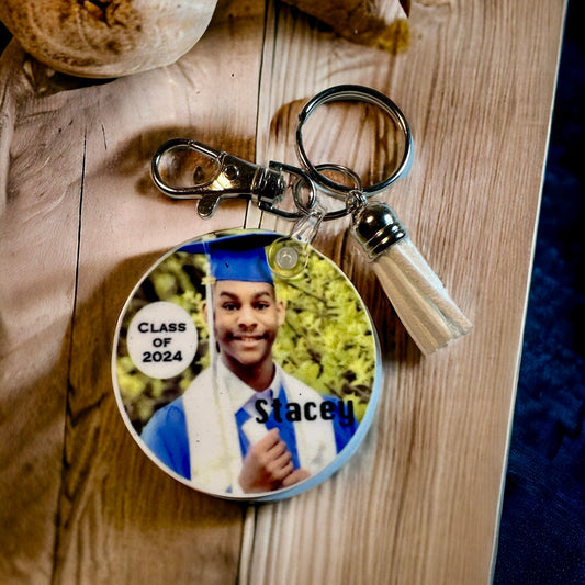 Personalized 2024 Graduation Key Chain 2”x2" Keepsake Party Favor Gift ROUND - So So Diva Designs & Personalized Gifts