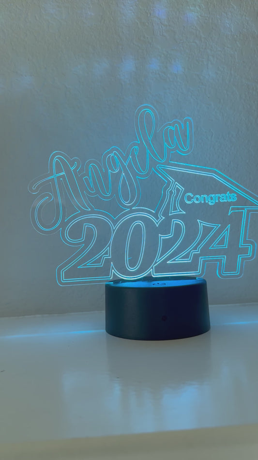 Graduation 2024 Night Light LED Lamp Customized, Youth, Multiple Color Changes, Remote Control