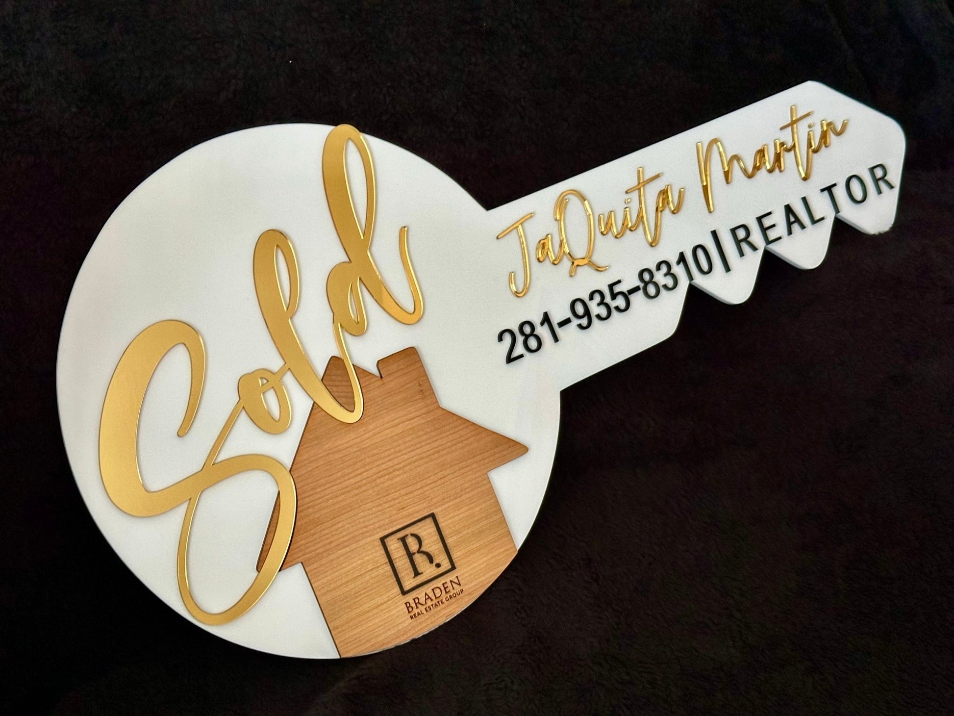 White Acrylic Realtor Key SOLD Sign | Photo | Closing | Marketing Sign | Customized - So So Diva Designs & Personalized Gifts